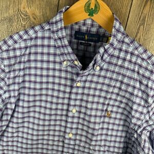 Ralph Lauren Classic Fit Mens Short Sleeve Button Down Shirt Plaid Size Large